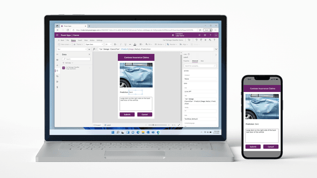A car damage insurance claims app built in Power Apps