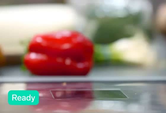 Video of the Smart Checkout example showing a woman checking out her groceries with a live prediction in the bottom corner.