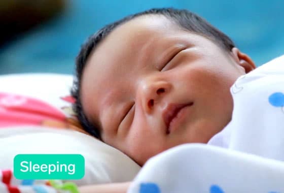 Video of the Baby Monitor example showing a kid waking up with a live prediction in the bottom corner.